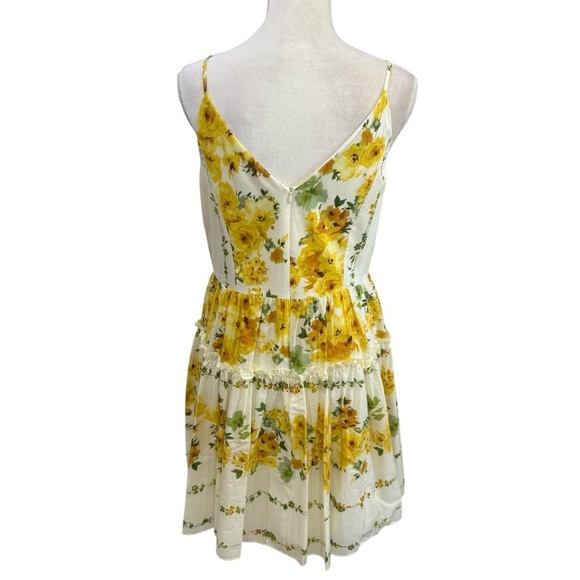 Taylor Women’s Size 10 Floral Print Sleeveless Cotton Minidress Yellow Green NWT - Picture 7 of 14